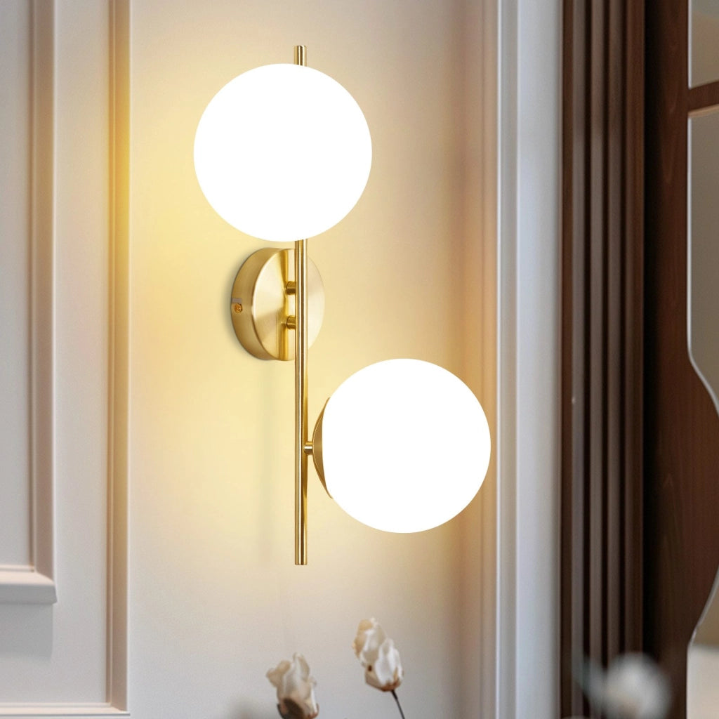 ZMH Applique da parete moderna per interni lampada da parete in oro con paralume in vetro E27 camera da letto corridoio