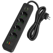 Multipresa Con Prolunga, 4 Prese + 2 Porte Usb-a + Usb-c Jnh021-4a Black