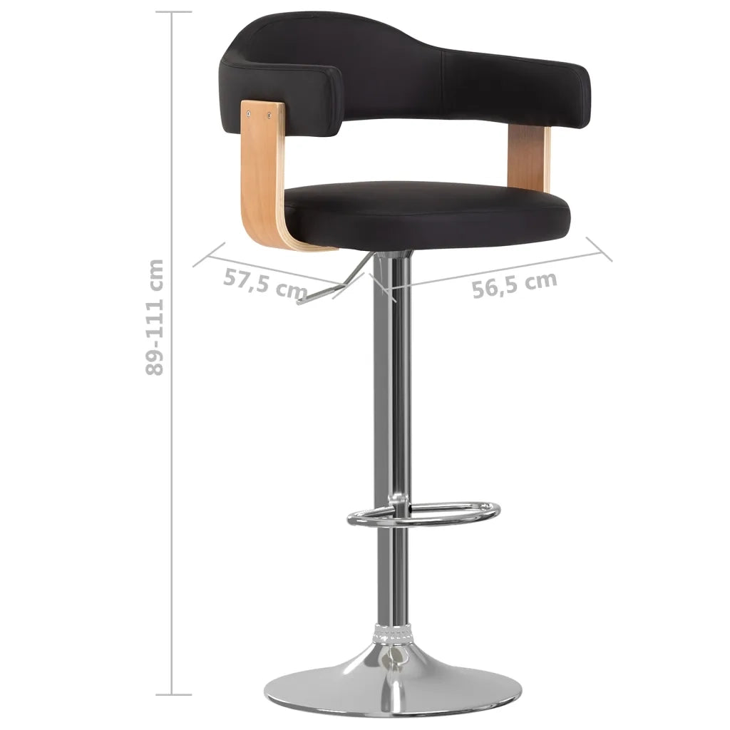 Sgabelli da Bar 2 pz Neri in Legno Curvo e Similpelle 327336