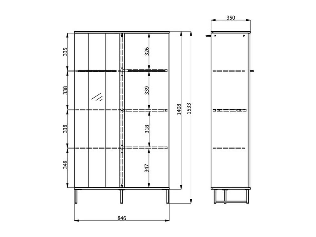 Mobile Espositore Mentana, Vetrina 6 Ripiani, 84.5x35x153.5h cm Marrone Rovere Nodi