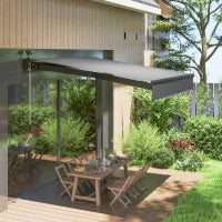 Tendone Parasole a Scomparsa con Manovella Luci Solari Bracci Articolati Protezione Solare UV 50+ 300 cm Larghezza Grigio