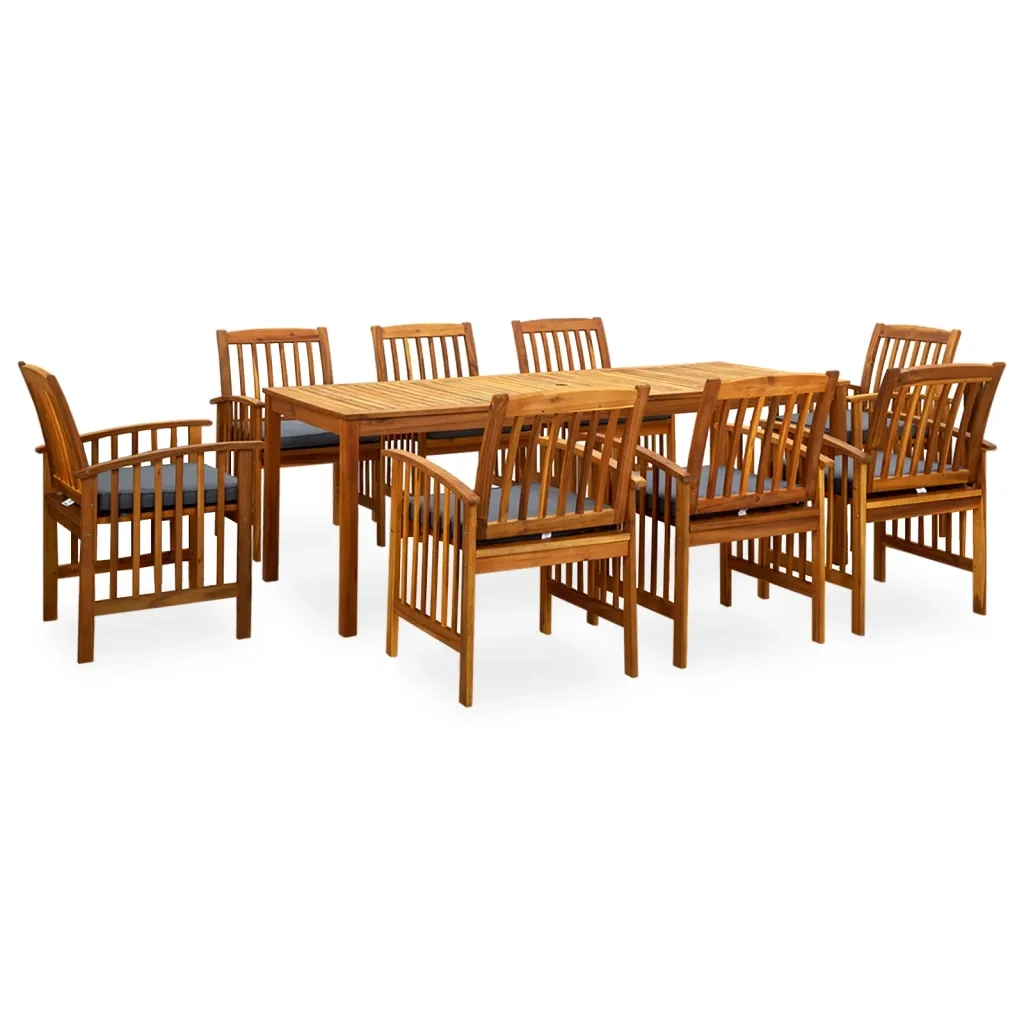 Set da Pranzo da Giardino 9 pz con Cuscini Massello di Acacia cod mxl 37868