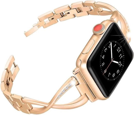 Cinturino Premium per IWatch SE - 38mm 40mm 41mm - Cinturino Donna con Cristallo e Diamante - Cinturini in Acciaio Inossidabile - Serie 9 8 7 6 5 4 - Cinturino GEN 1 2 3 - 3 2 1 - Gioielli di Moda.