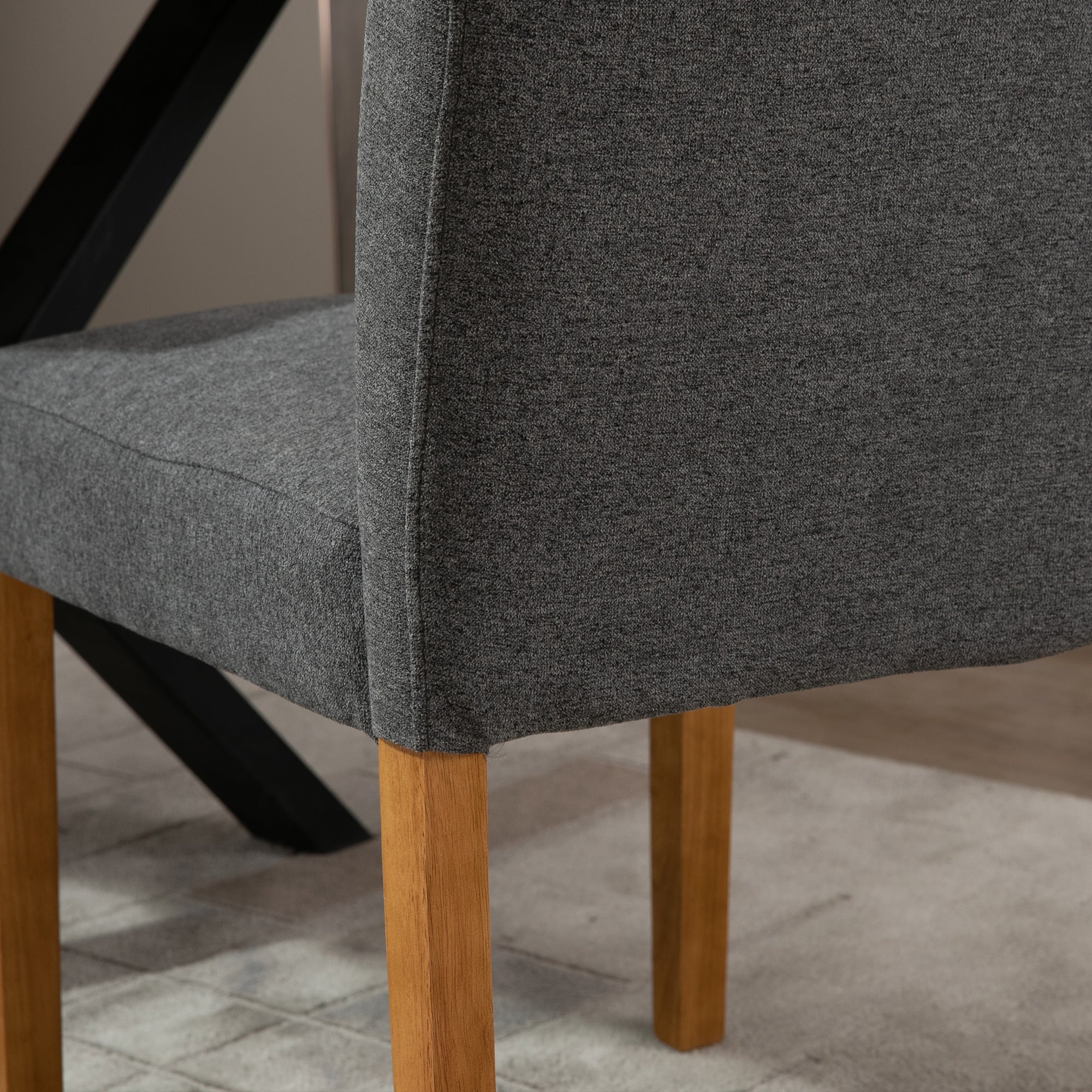 Set 2 Sedie da Pranzo Imbottite con Schienale Alto 50x62x96 cm Grigio Scuro