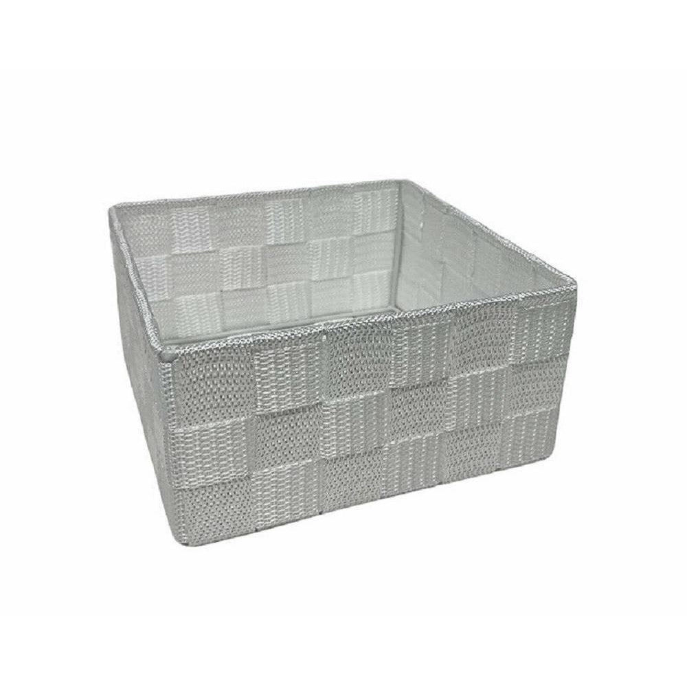 Trade Shop - 6pz Scatola In Tessuto Contenitori Organizer Bagno Armadio Cassetti Bianco -