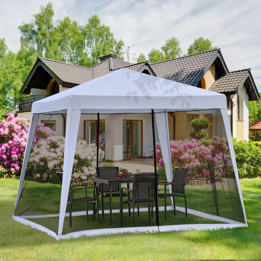 Gazebo da Giardino Esterno con Zanzariere ¨C zephmum ¨C Poliestere Grigio 3x3x2.45 m