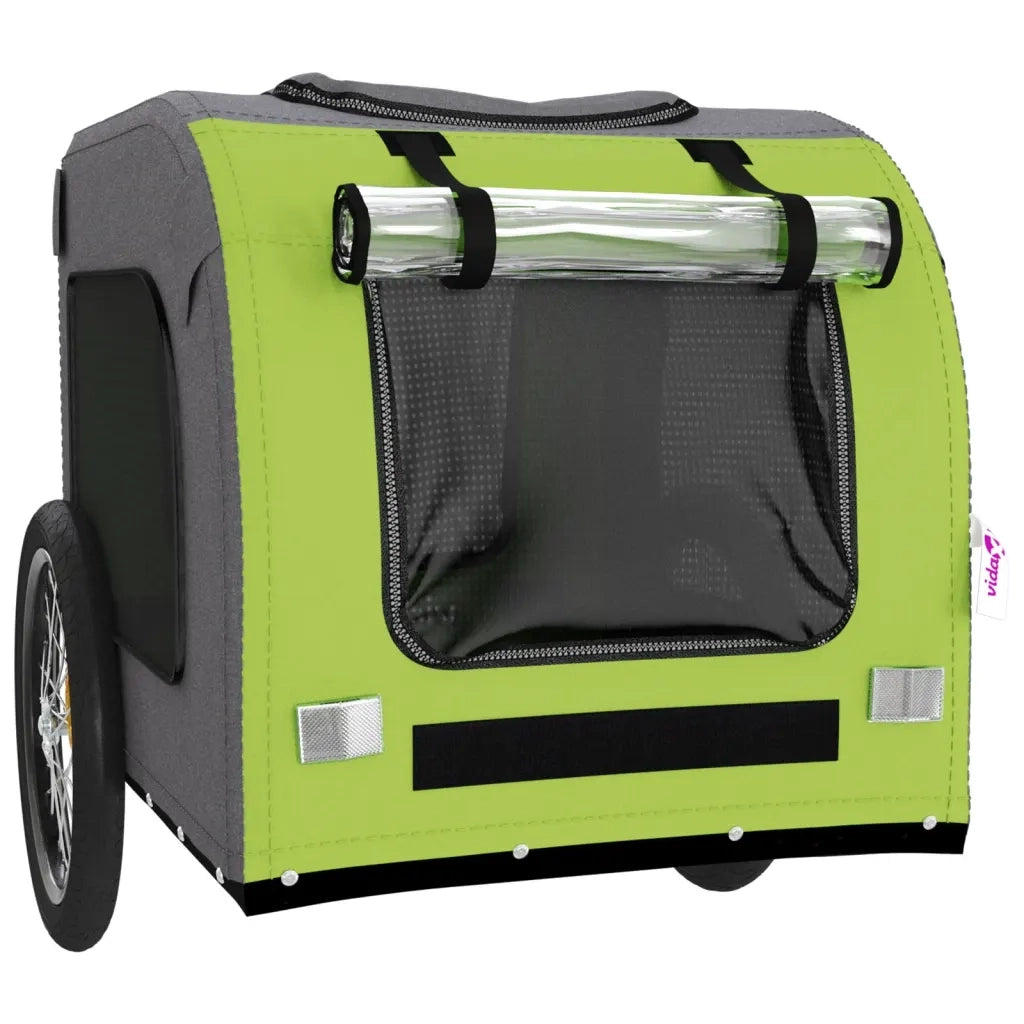 Rimorchio da Bici per Animali Verde e Grigio Oxford e Ferro CFW1870315