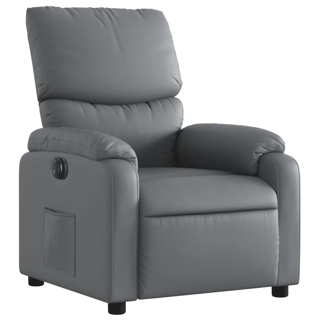 Poltrona Reclinabile Elettrica Grigia in Similpelle 3204875
