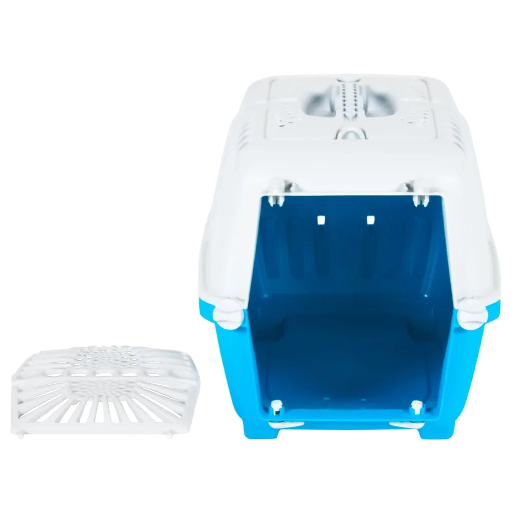 Trasportino per Animali Bianco e Blu 48x31,5x33cm Polipropilene 172216