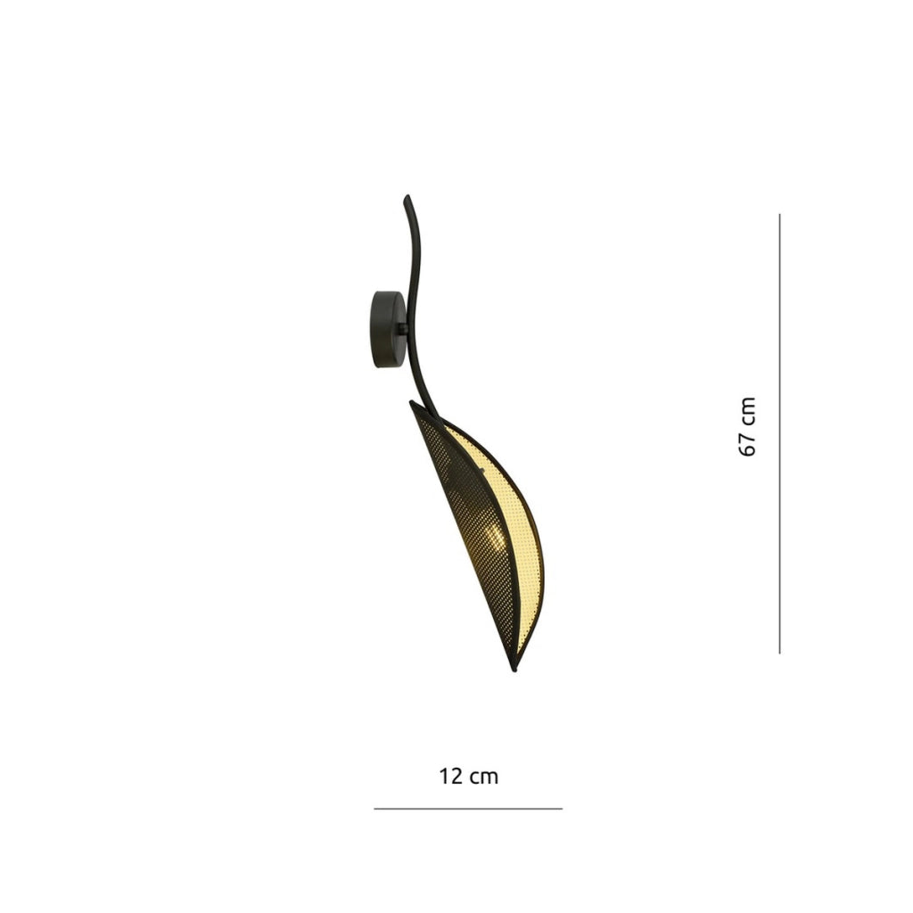 Applique Lotus a forma di foglia in acciaio nero e oro