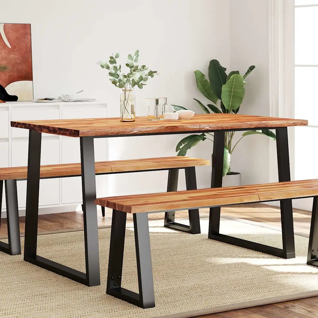 Tavolo da Pranzo Bordi Vivi 140x80x75 cm Legno Massello Acaciacod mxl 80366