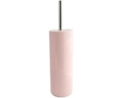 WC-borstelhouder per WC-set con base di polistirene, manico di vetro con maniglia in acciaio inossidabile, pastello.