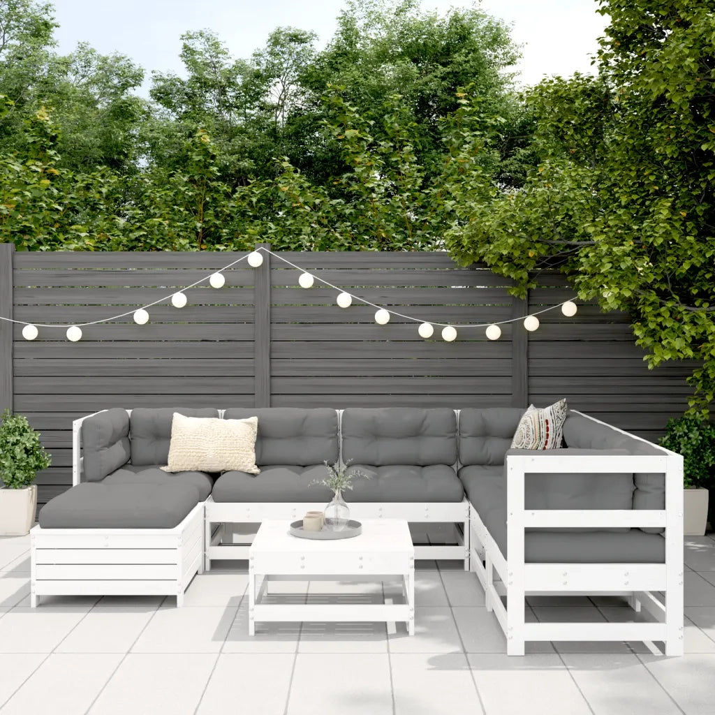 Set Divani da Giardino 8 pz in Legno Massello di Pino Biancocod mxl 116867