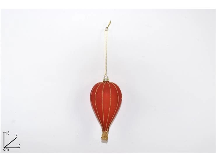 Appendino Decorativo Natale Mongolfiera in Vetro Rossa 13 cm