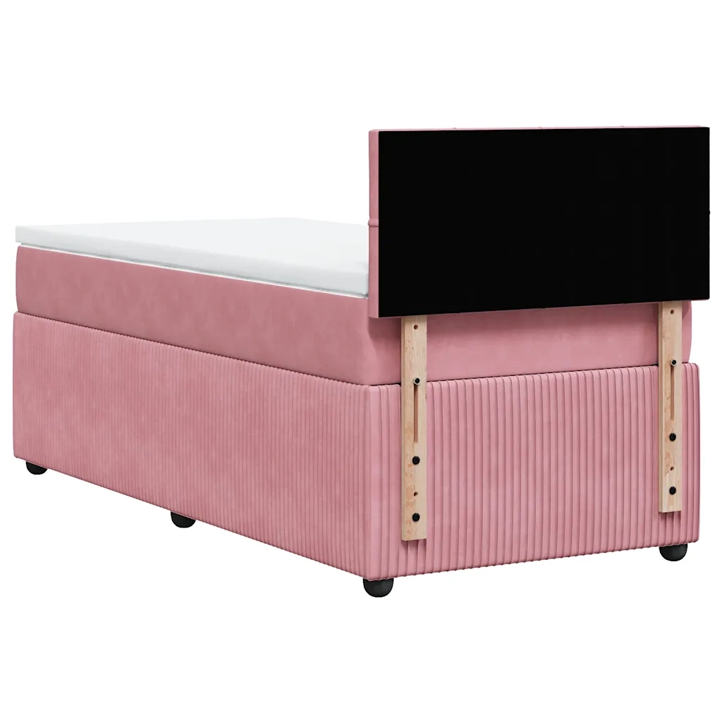 vidaXL Giroletto a Molle con Materasso Rosa 90x200 cm in Velluto