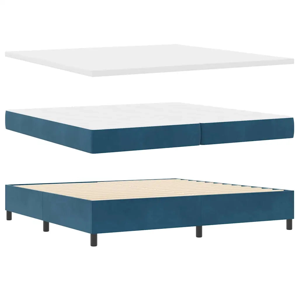 Letto a molle con materasso Blu 200 x 200 cm Velluto 3341976