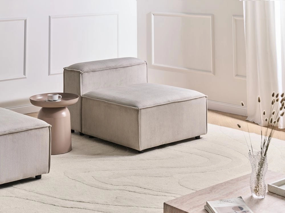 Poltrona imbottita componibile 1 posto velluto a coste tortora con gambe nere Stile moderno