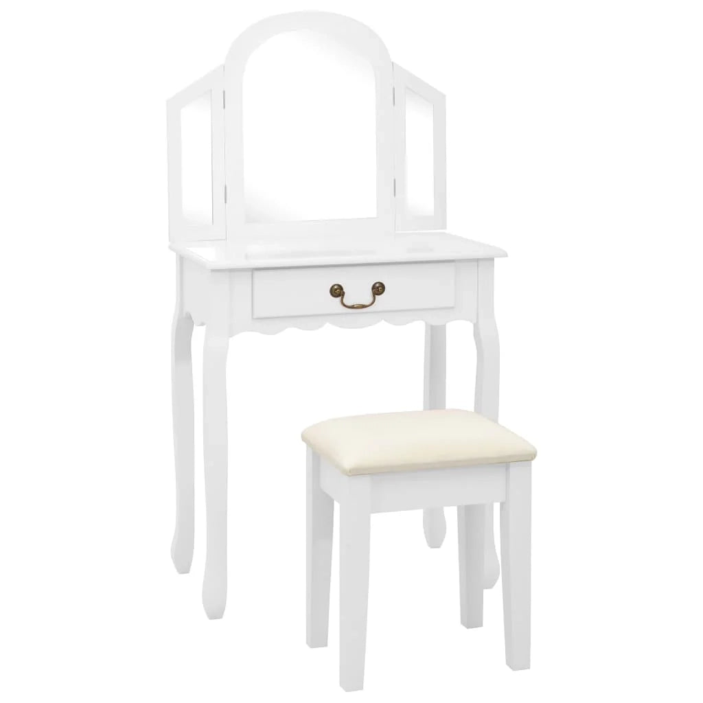 Toletta e sgabello di lusso 65 x 36 x 128 cm legno MDF bianco 02_0006268