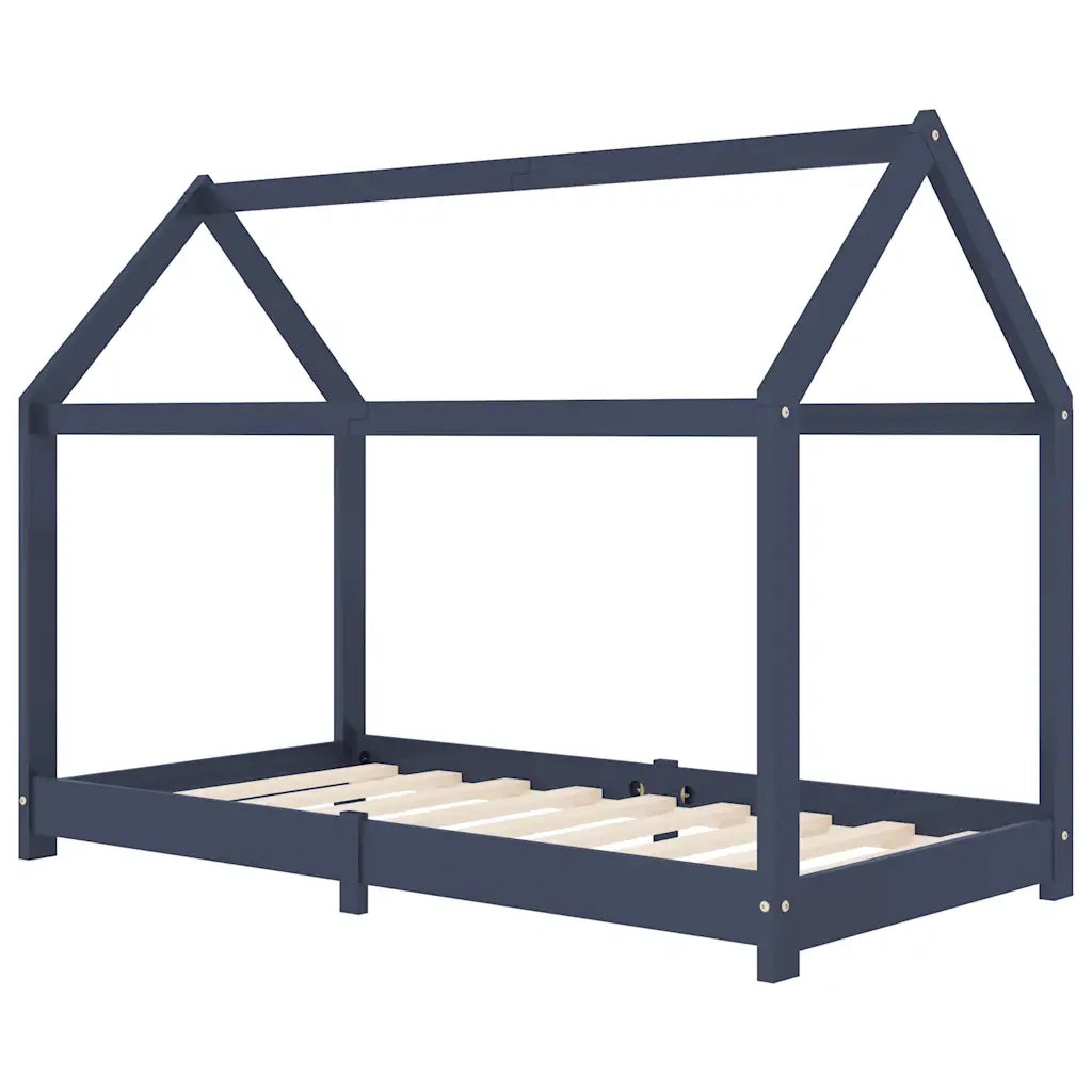 Giroletto per Bambini | Letto Infantile | Lettino Grigio in Legno Massello di Pino 80x160cm