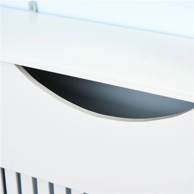 COPRITERMOSIFONE BIANCO IN MDF CON PIANO D'APPOGGIO E DESIGN ANTIRIBALTAMENTO, 78X19X82 CM