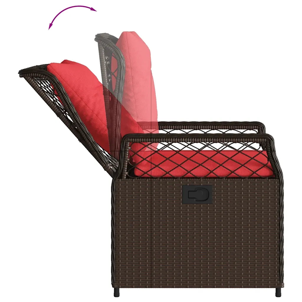 Sedie da giardino reclinabili 2 pz in Polyrattan Marrone 368667