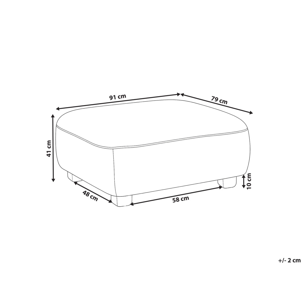Pouf ottomano rettangolare imbottito in tessuto beige, modulo divano con gambe in legno, moderno, monoposto