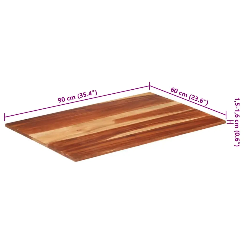 Piano Tavolo in Legno Massello di Acacia 15-16 mm 60x90 cm