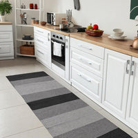 Tappeto Cucina Bagno Puro Cotone Assorbente Intrecciato a Mano Grigio 55x240 cm