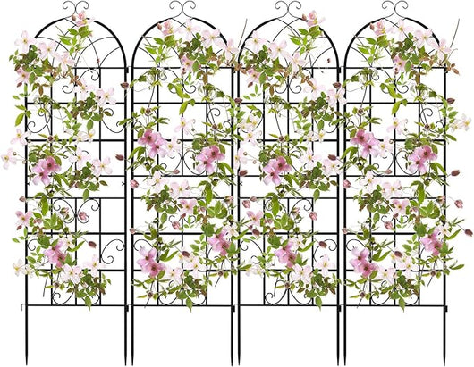 Traliccio da Giardino in Metallo 180 x 50 CM, Set di 2/4 Pannelli di Recinzione da Esterno per Piante Rampicanti, Decorazione Esterna per Giardino, Cortile e Patio (4 Pannelli)