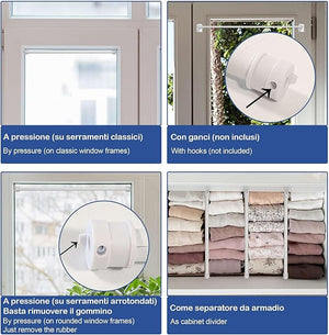 Astina a Molla in Acciao Zincato - Bastoncini Pressione Estensibili 63-110cm - Colore Bianco