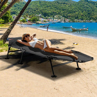 Brandina da Campeggio Pieghevole con Materasso Rimovibile, Poggiatesta, Schienale Regolabile in 6 Posizioni e Copripiedi Girevole a 360°, per Campeggio, Ufficio e Ospiti (Grigio)