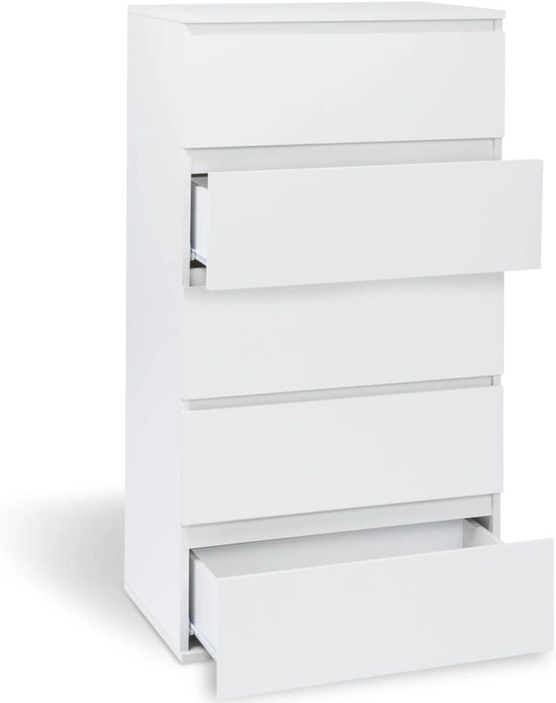TOMI cassettiera a 5 cassetti 60 cm in legno bianco settimanale