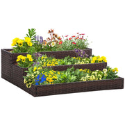 Letto da Giardino a 3 Livelli in Rattan Sintetico ¨C Zephmum ¨C Grigio 120x120x40cm
