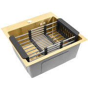 Lavello In Acciaio Con Set Di Accessori 3 Pz. Rea Leo 40 Brush Gold Accessori beige
