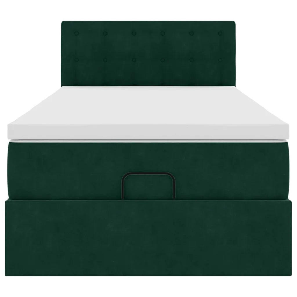 Pouf Letto con Materasso e LED Verde Scuro 80x200cm in Velluto 3312731
