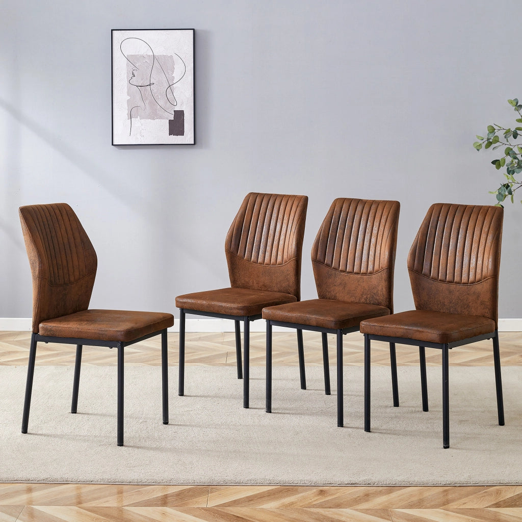 SEDIE da pranzo Set da 4 pezzi 93 cm Tessuto marrone e metallo nero