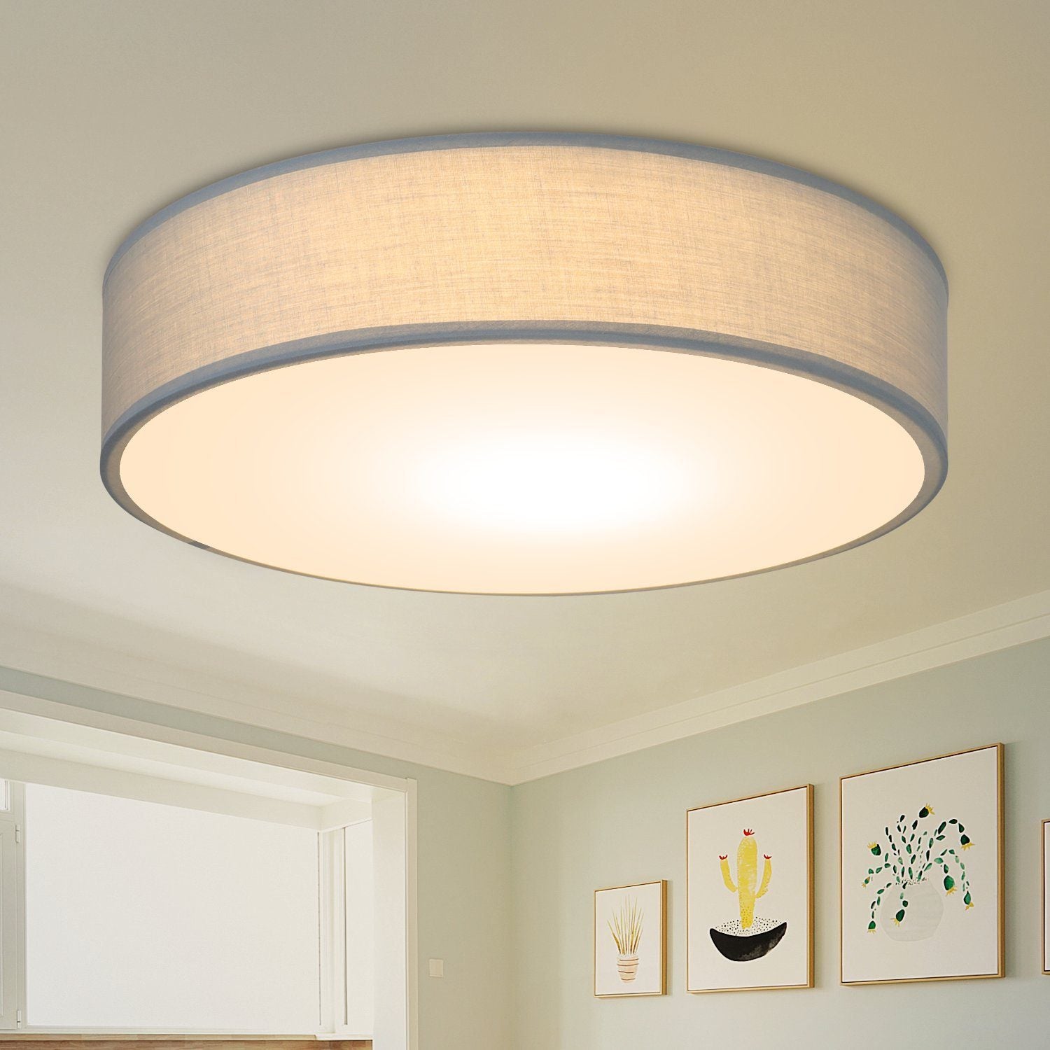 ZMH Lampada da soffitto plafoniera circolare E27 30 cm moderna grigia paralume per camera letto