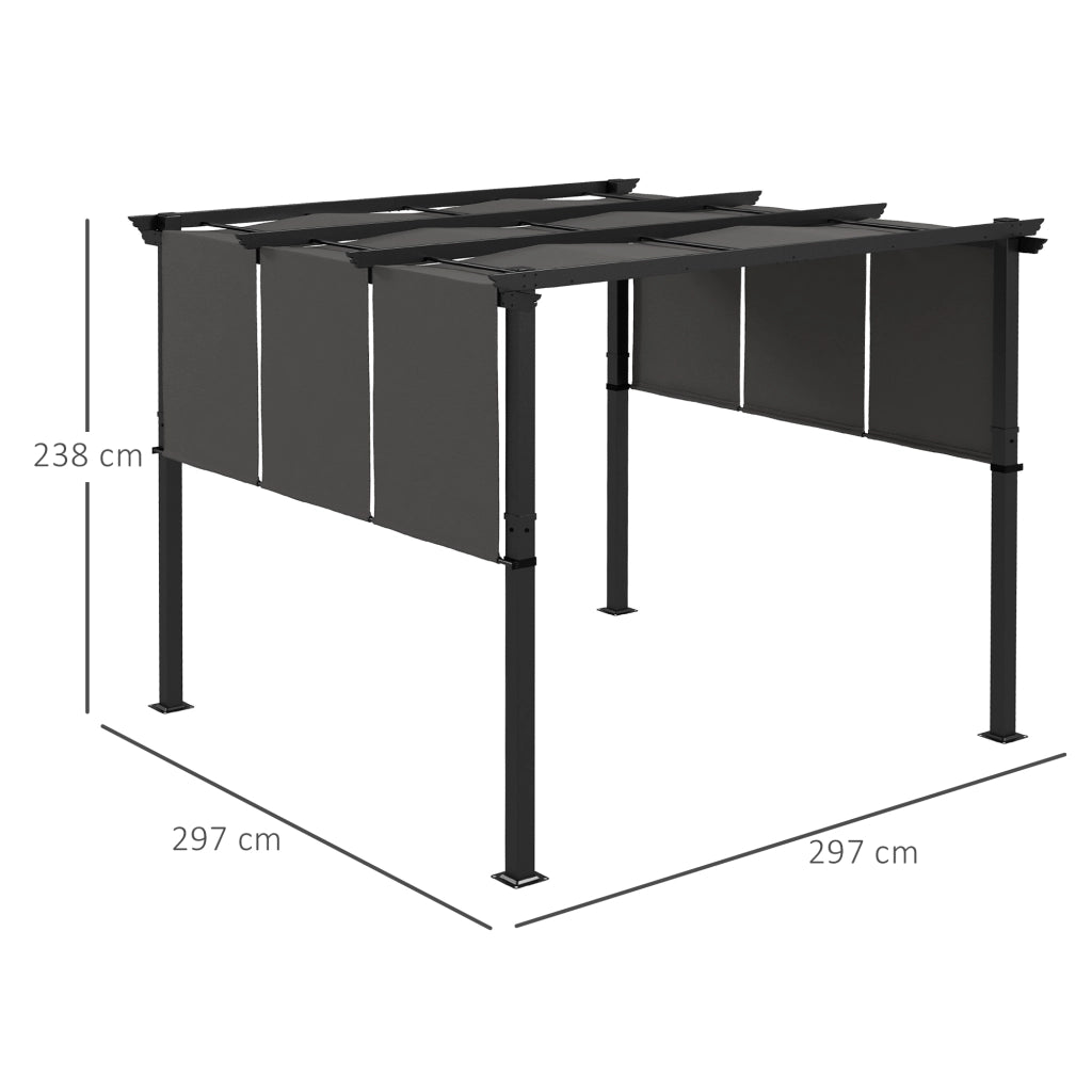 Cenador da Giardino 3x3 m ¨C zephmum ¨C Grigio Scuro Acciaio