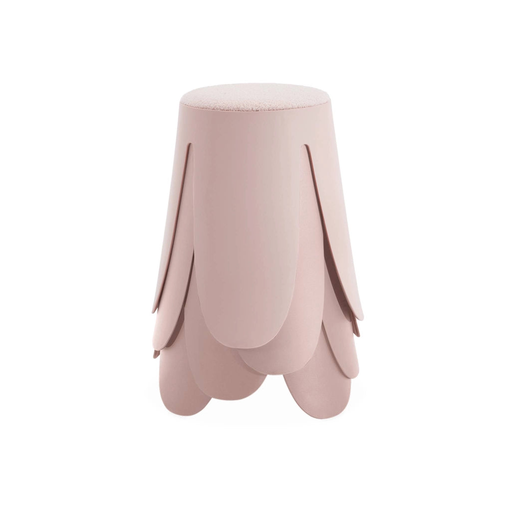 Set 4 sgabelli impilabili in bouclé, rosa pallido