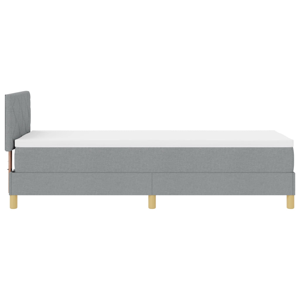 Letto Box Spring con Materasso & LED Grigio Chiaro 80x200 cm Tessuto