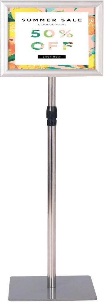 Espositore formato DIN A4, regolabile in altezza e girevole, espositore con copertura in PVC trasparente, supporto informativo con piastra di base (argento, 2)