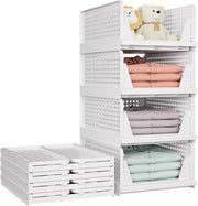 5-set di contenitori pieghevoli da riporre in armadi, organizzatore multifunzionale pieghevole per armadi della cucina, bagno, lavanderia, contenitore di archiviazione per armadi, organizzatore di contenitori per abbigliamento, bianco