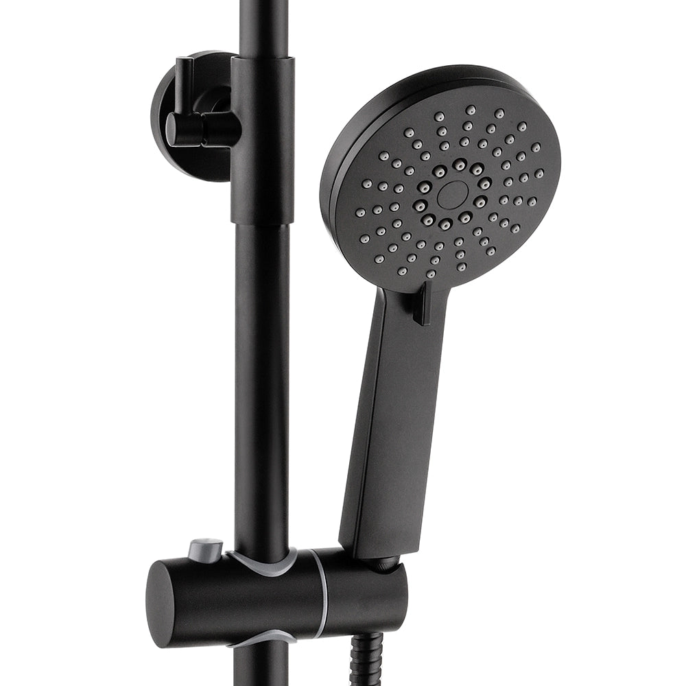 Colonna doccia regolabile H 115 in acciaio inox nero opaco soffione 22,5 cm