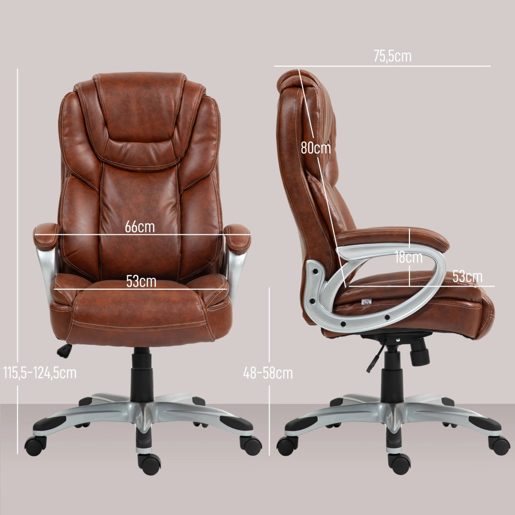 Sedia da ufficio con rotelle e basculante ¨C Zephmum ¨C Marrone 66x75.5x115.5-124.5 cm