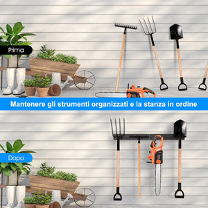 Organizzatore Garage, Organizzatore di Attrezzi da Giardino in Metallo con 8 Ganci, Capacità di Carico di 150 kg