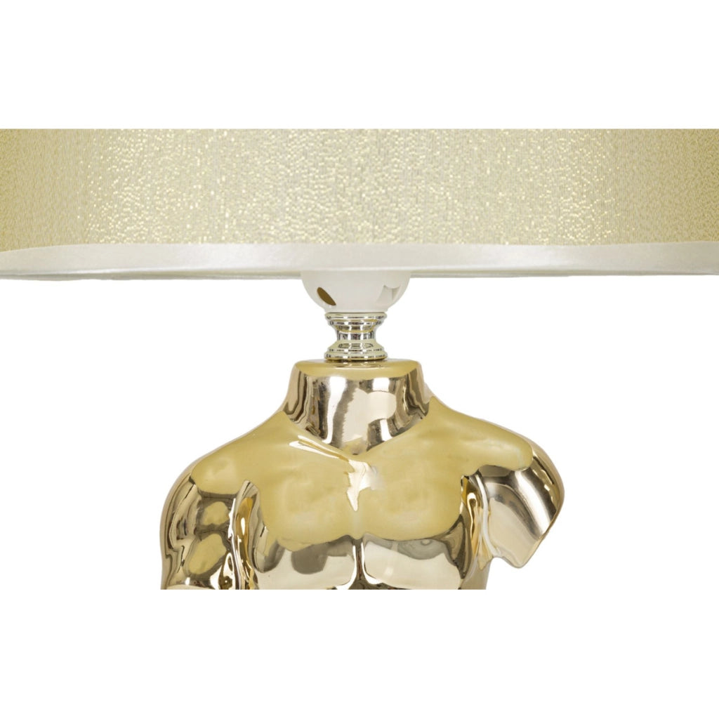 Lampada da Tavolo Uomo, Oro, Ceramica, 25x25x42,5 cm