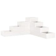 Fioriera | Cassetta per fiori | Vaso Giardino 4 Ripiani Bianca 80,5x79x36cm Massello Pino