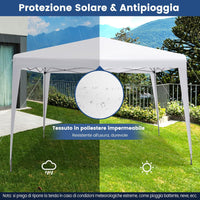 Gazebo Pieghevole da Giardino 295 x 295 cm, Gazebo Pop Up Impermeabile e Potezione Solare, Regolabile in Altezza, con Borsa da Trasporto, per Feste, Barbecue, Giardino e Spiaggia (Bianco)