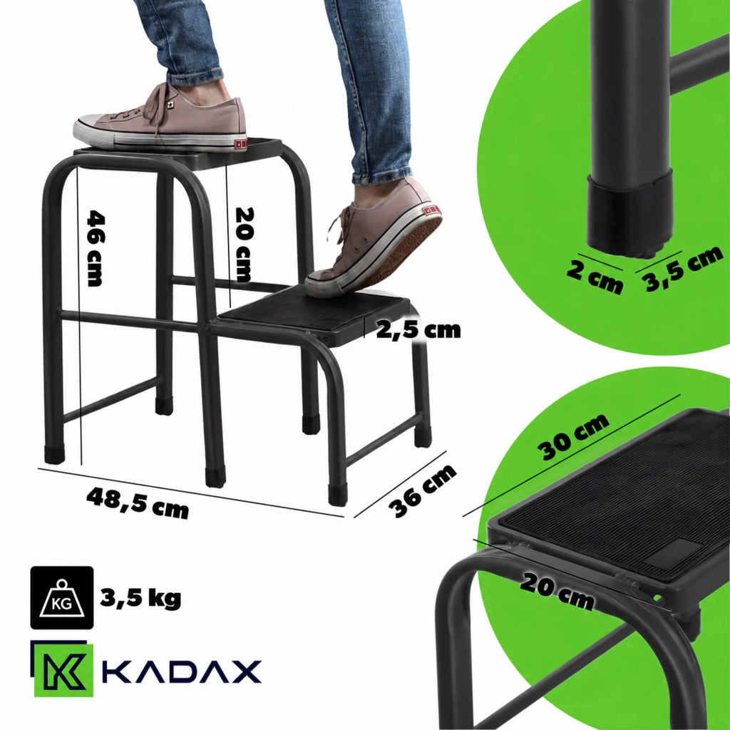 KADAX Scaletta Sgabello Scala a gradini per uso domestico Sgabello antiscivolo Portata massima 150 kg