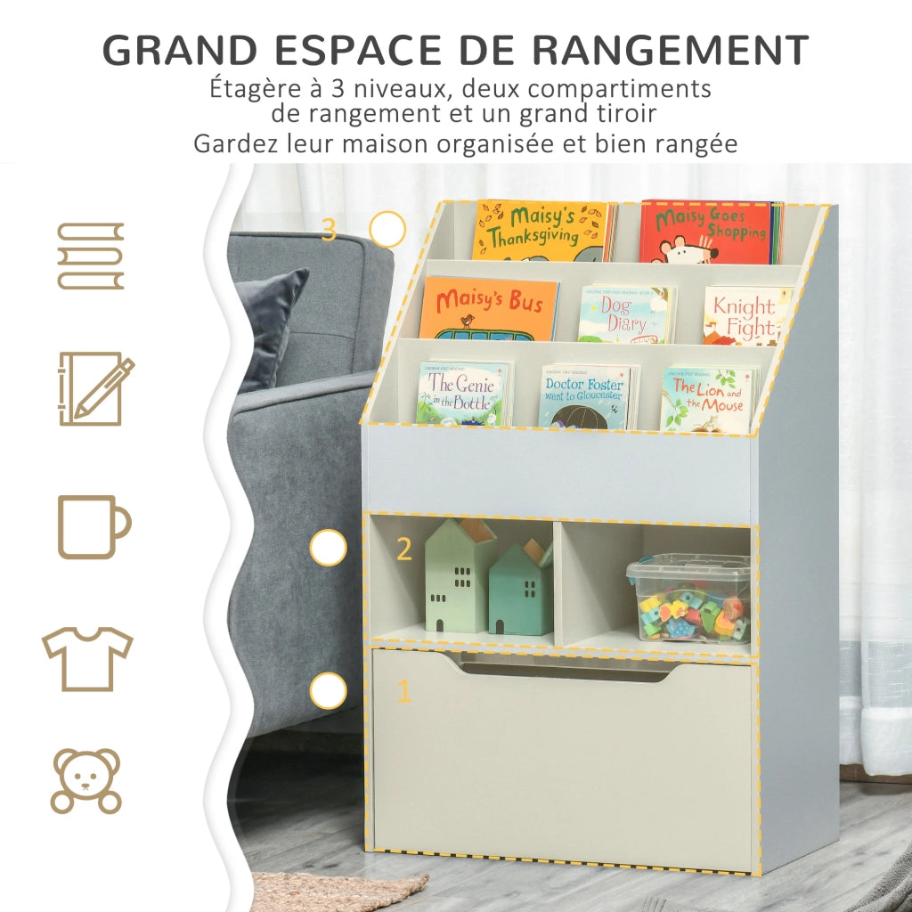 Libreria Scaffale Multistrato con Cassetti e Ripiani ¨C Minimal ¨C Grigio 80x30x180